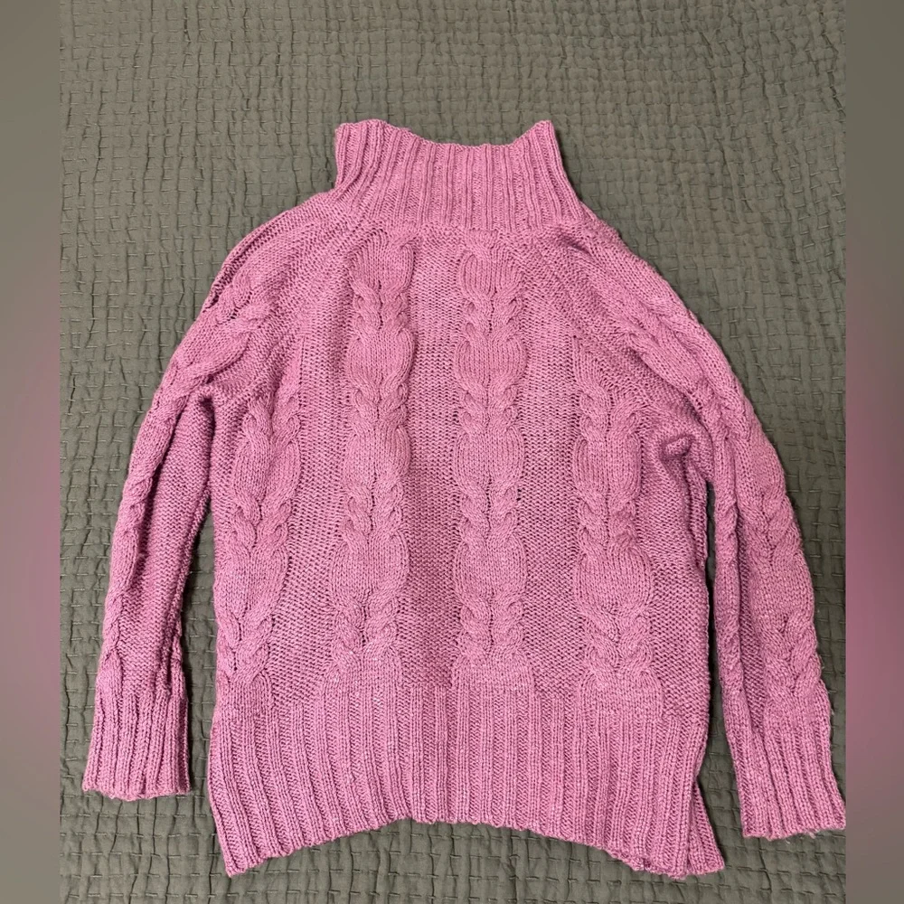 Bohme Womens Pink Chunky Cableknit Cardigan Sweater - Picture 5 of 7